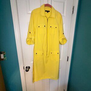 Sharagano Lemon Yello Career Belted Shirt Dress 14W 14